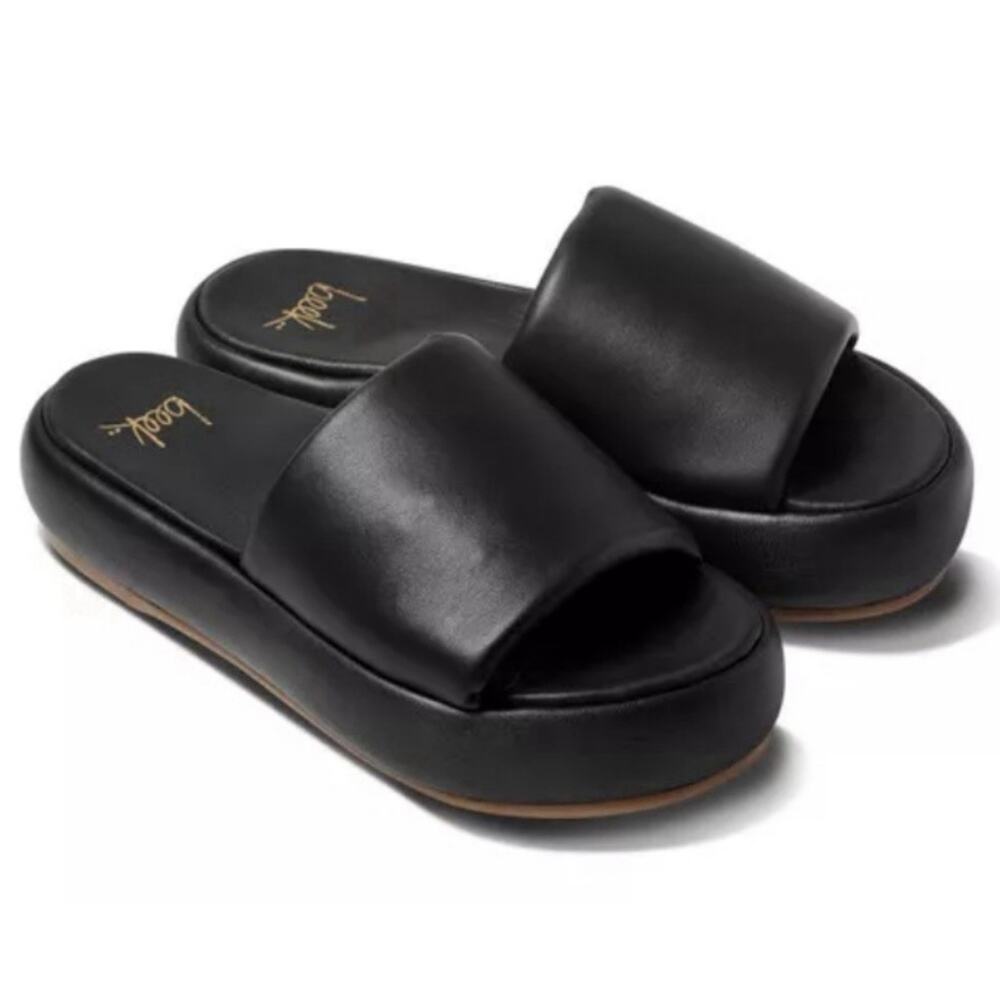 Beek Trumpeter Black Leather Platform Slide Comfort Women Sandals Sz 10 NIB